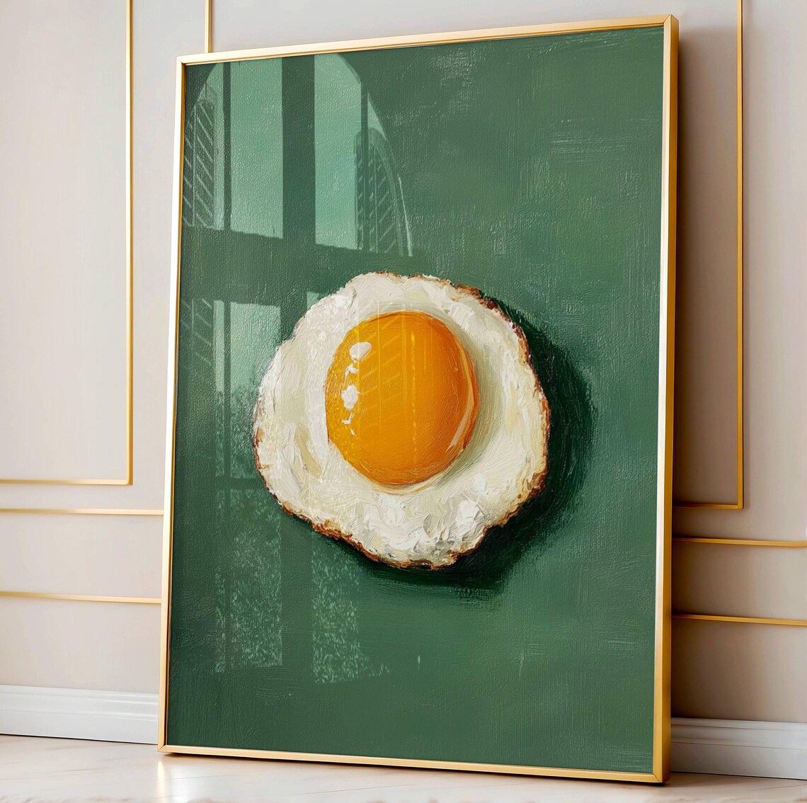 Vintage Fried Egg Painting Impasto Kitchen Art Print