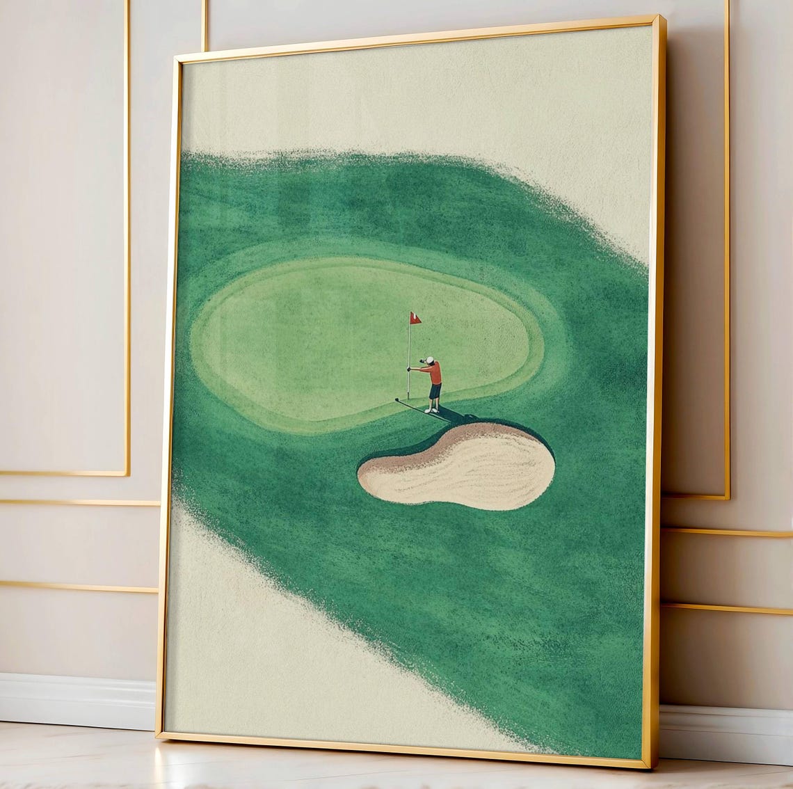 Minimalist Golf Green Putting Vintage Illustration Retro Sports Poster