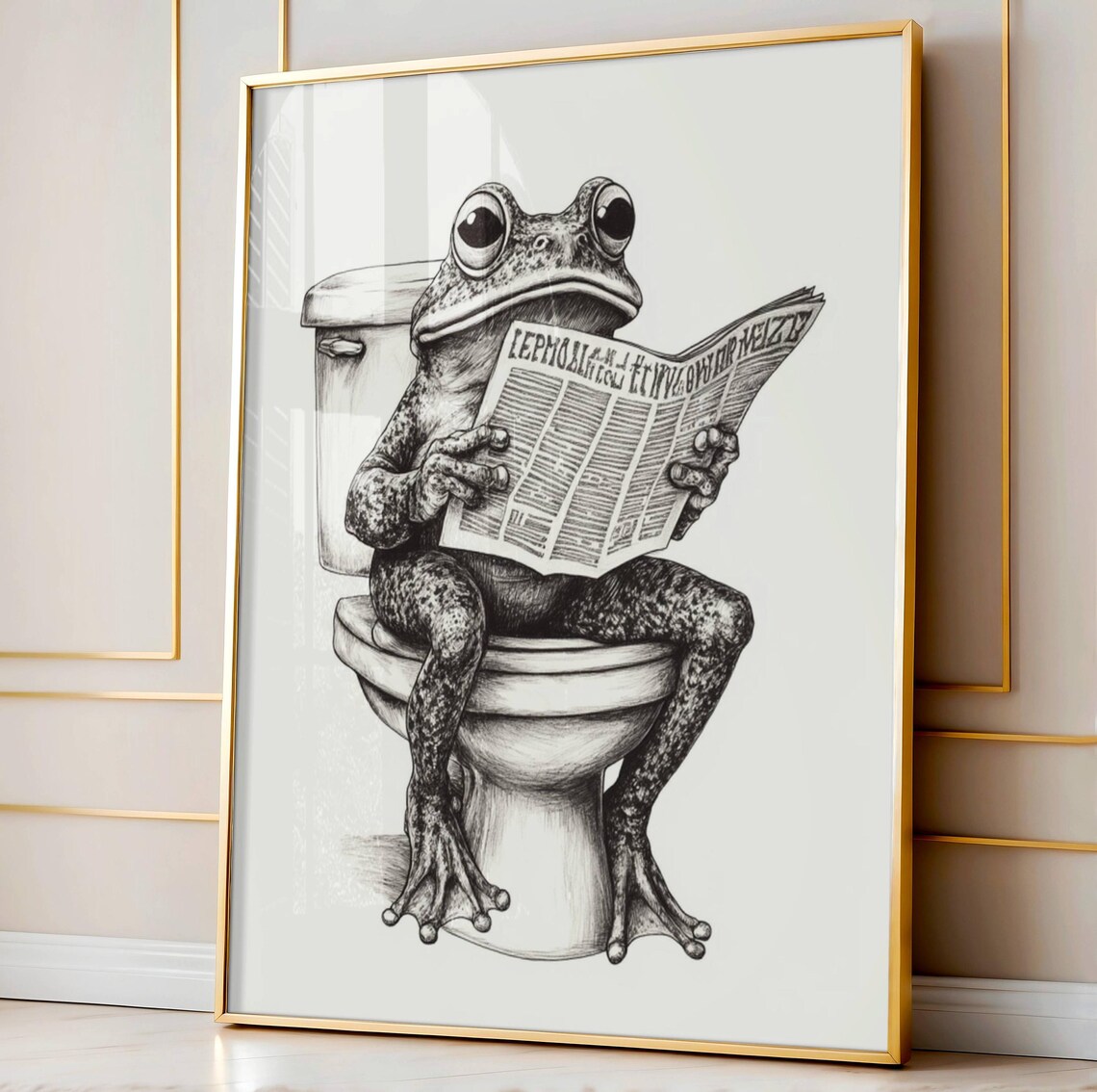 Retro Frog Poster, Funny Bathroom Wall Art Print