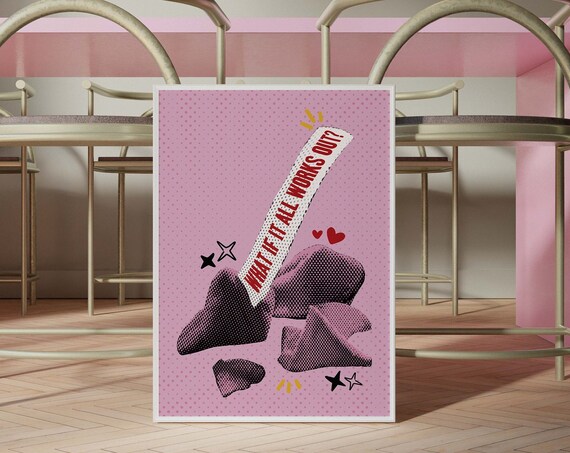 What If It All Works Out Fortune Cookie Saying Quote Retro Poster
