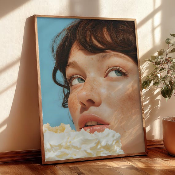 Cake Photography Art Print Woman Portrait Wall Home Decor Food Poster