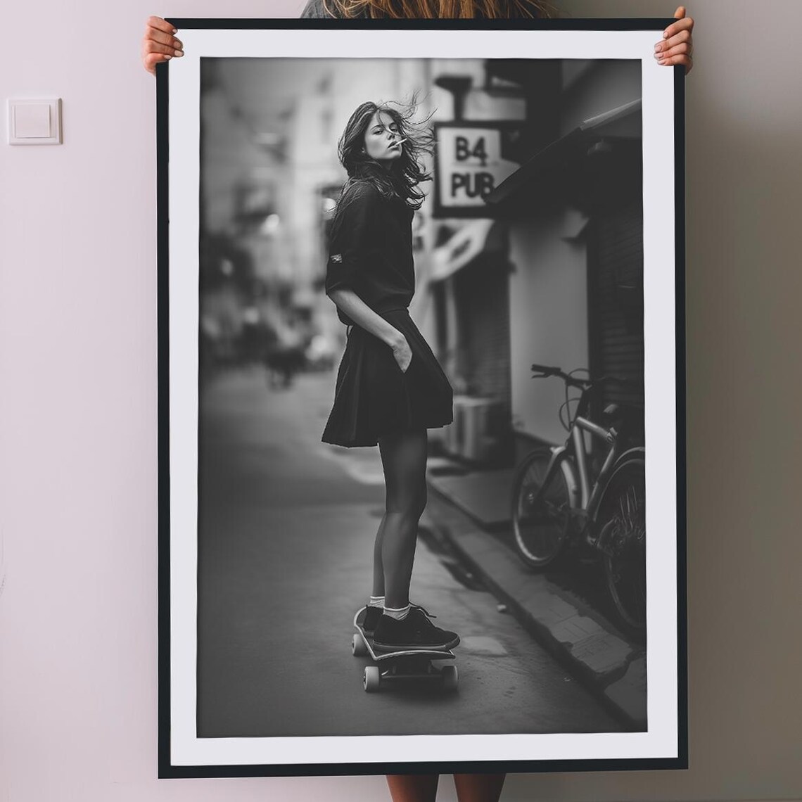 Skater Girl Vintage Photography Art Print