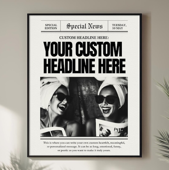 Personalized Special News Poster Custom Headline Photo Gift Wedding Birthday
