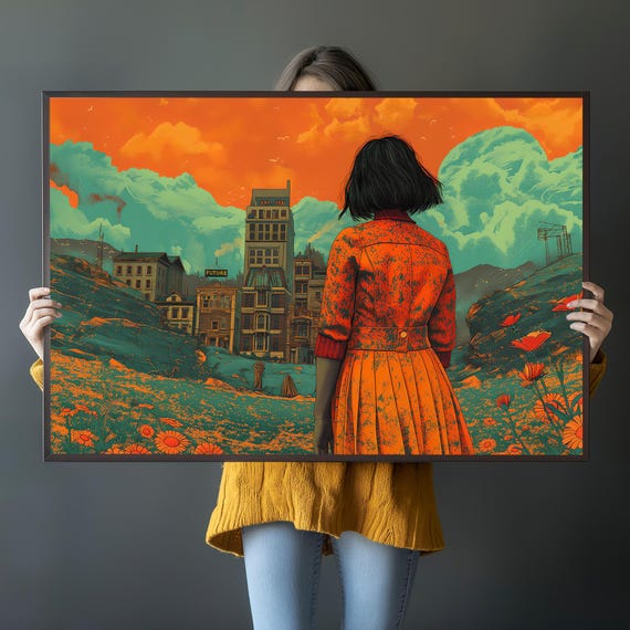 The Future Retro Futuristic Illustration Wall Art Print Home Decor