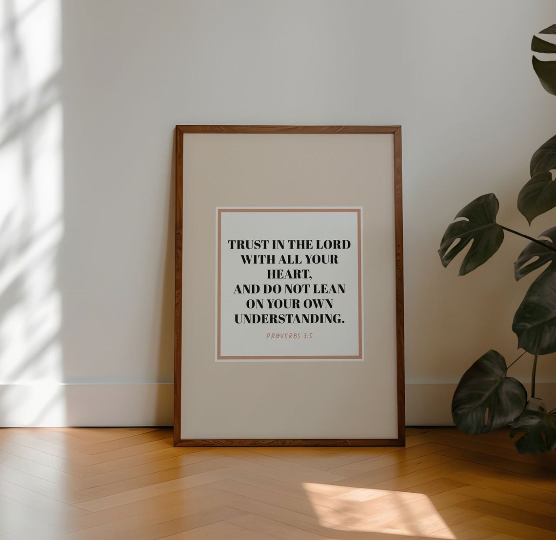 Proverbs 3:5 Trust In The Lord Bible Verse Warm Beige Christian Poster - Image 4
