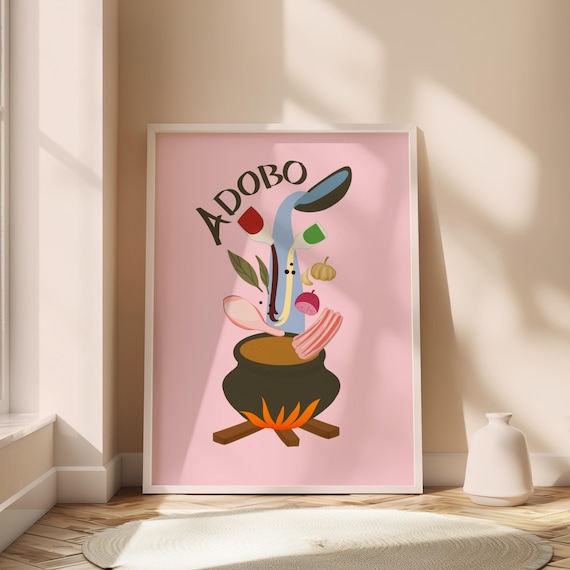 Adobo Art Filipino Food Printable Pinoy Modern Home Kitchen Wall Decor Philippines Poster Postergift For Friend