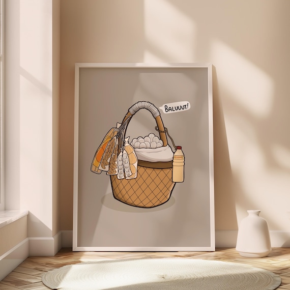 Filipino Balut Penoy Basket Printable Art Pinoy Street Food Vendor Philippines Poster Gift For Friend Home And Kitchen