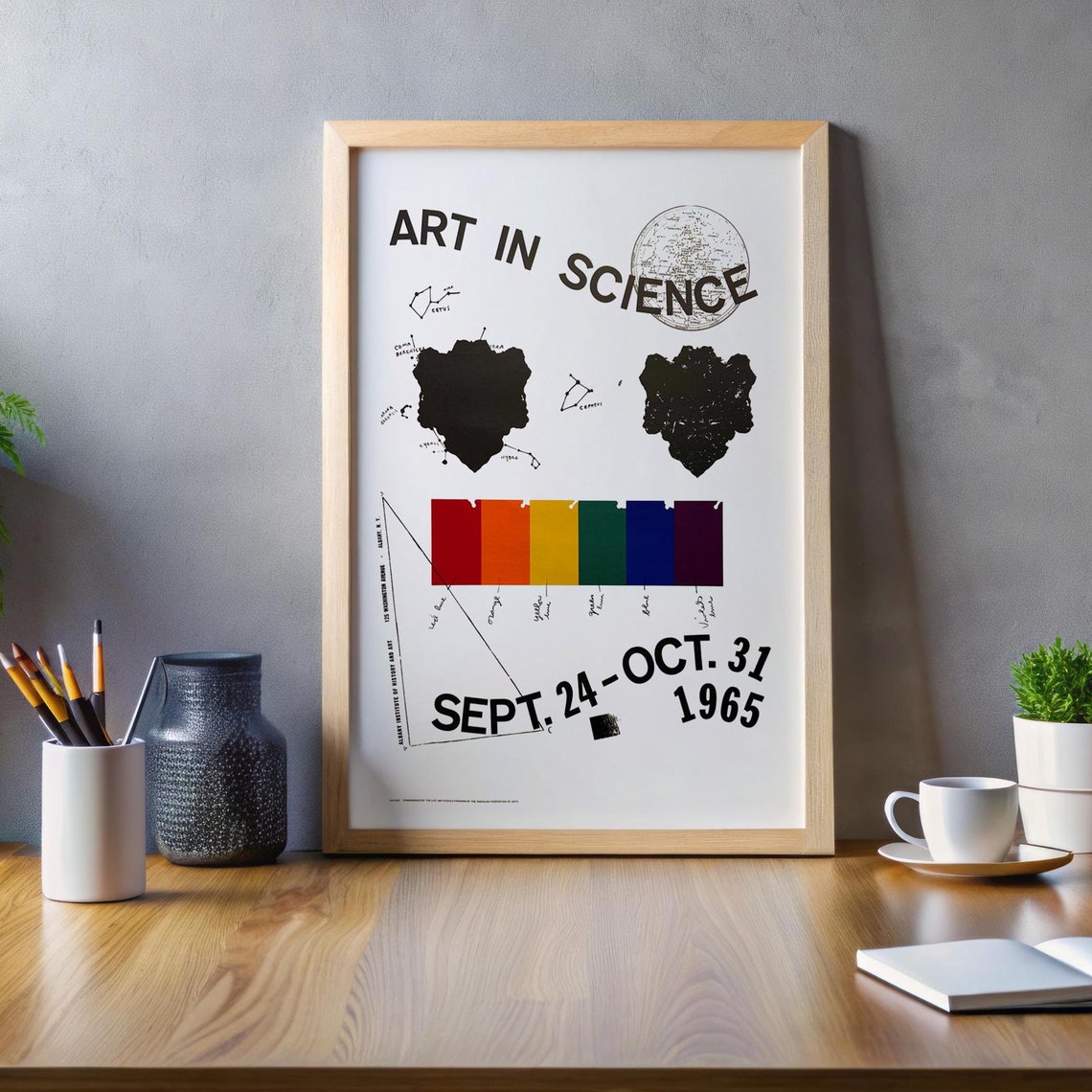 Art In Science 1965 Exhibition Mid Century Modern Art Poster