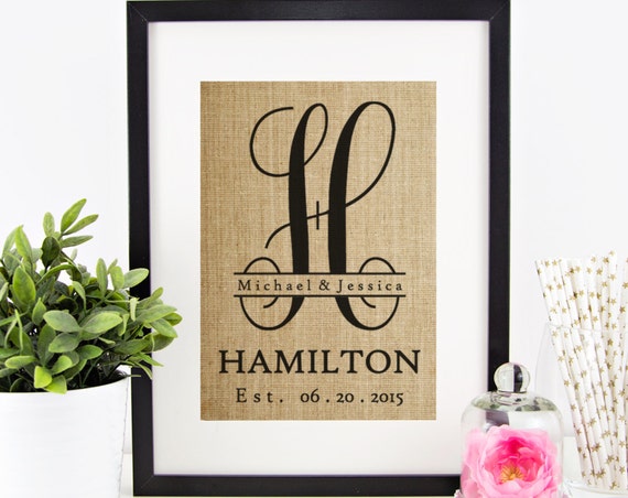 Personalized Anniversary Gift For Parents 1st Anniversary Gift 50th Wedding Anniversary 10 Year 1 Year Gift For Wife Burlap Print