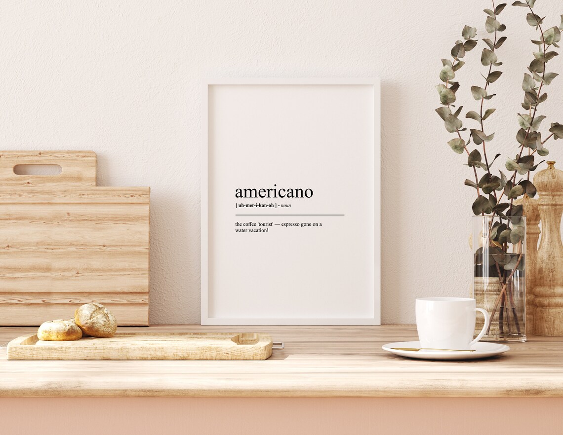Americano Funny Definition Coffee Dictionary Art Espresso Poster - Image 2