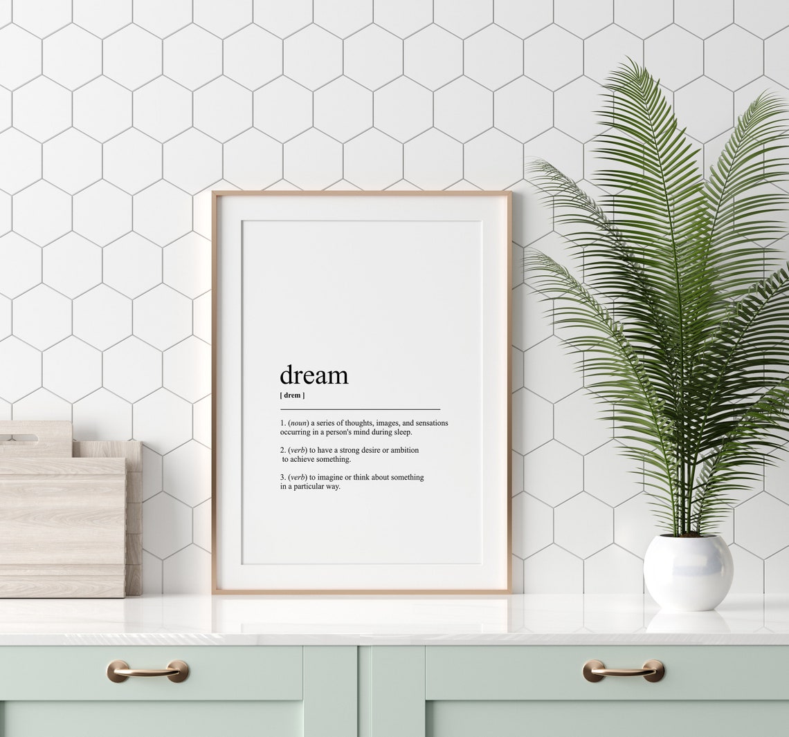 Dream Definition Print Dream Dictionary Art Goal Setting Inspiration Mindset Prints Minimalist Wall Art Instant - Image 2