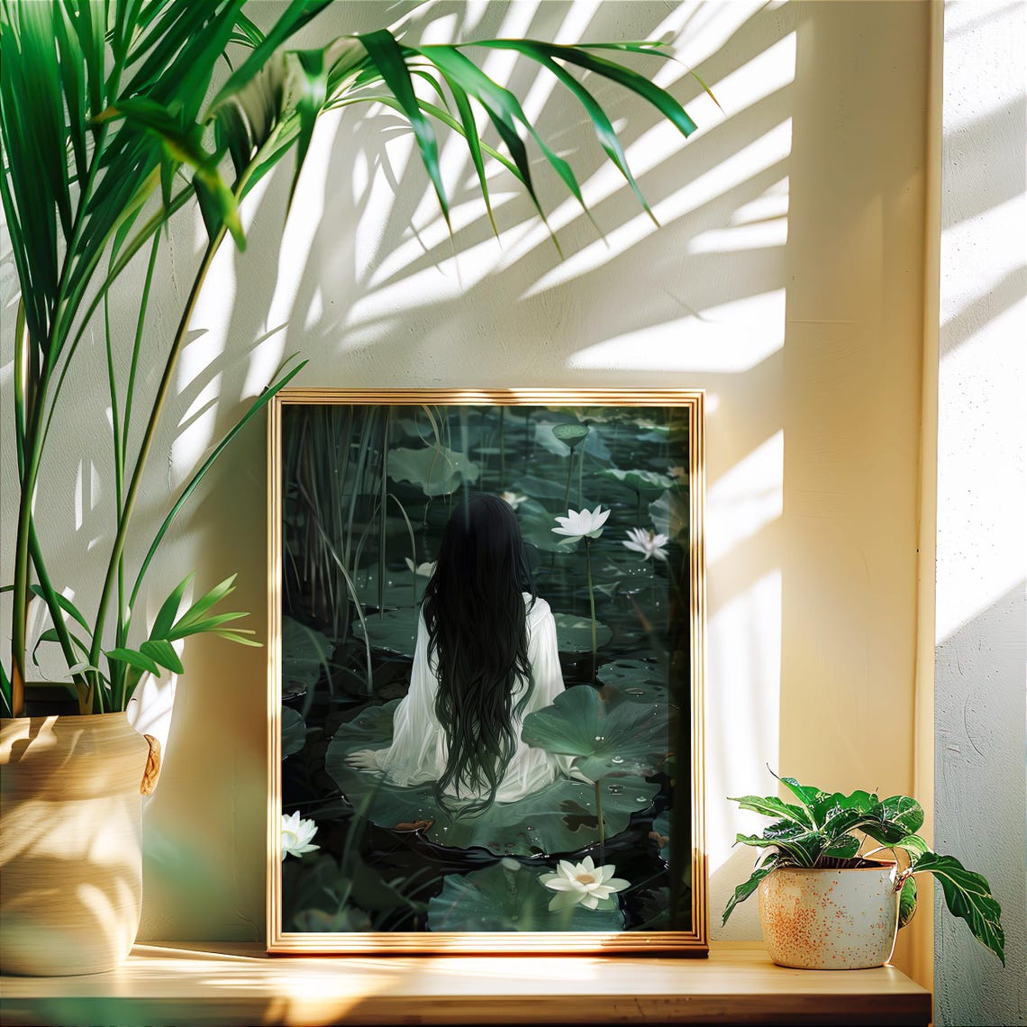 Water Maiden On Lily Pad Lotus Pond Ethereal Fantasy Art Poster - Image 5