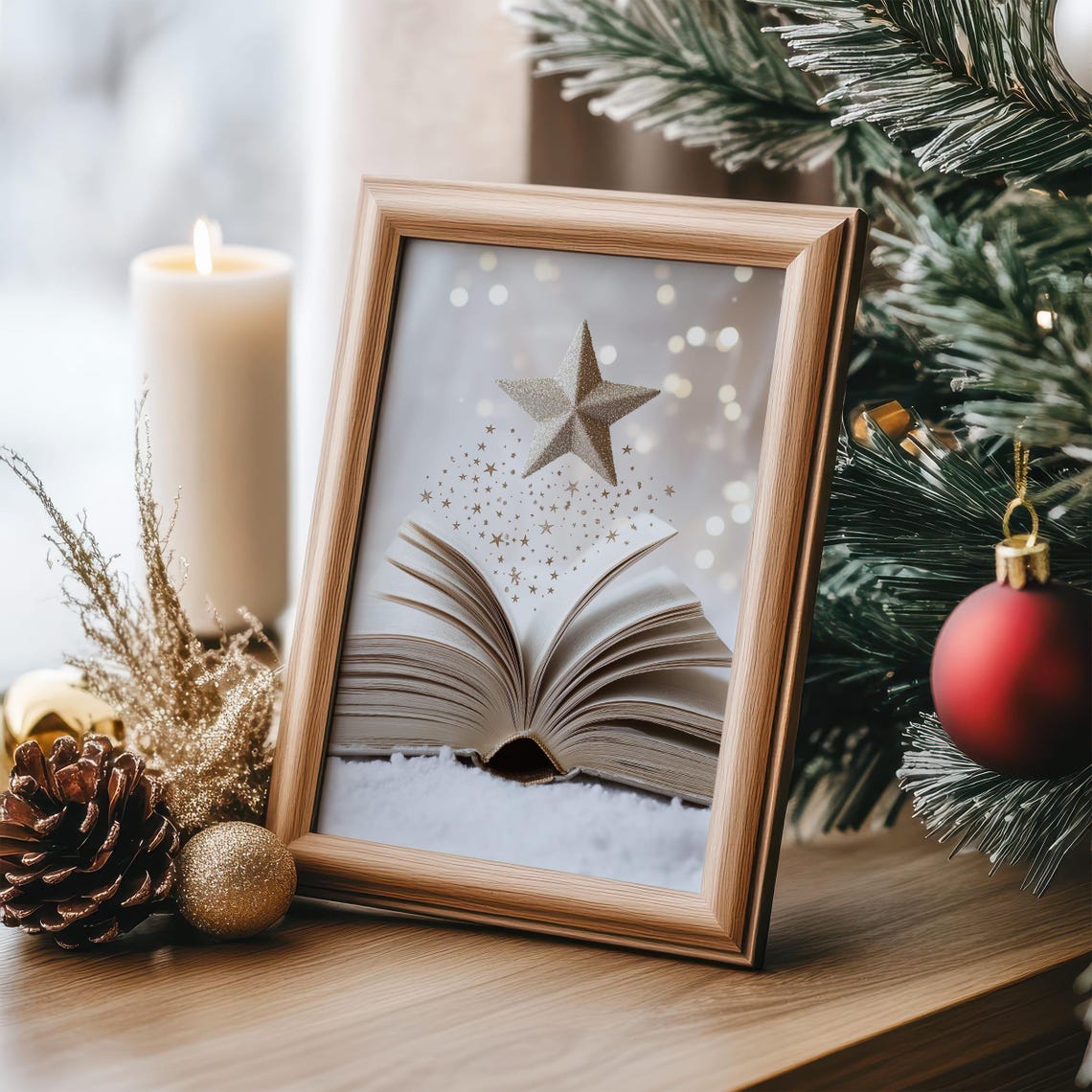 Magical Open Book With Golden Star Christmas Reading Fantasy Poster - Image 5