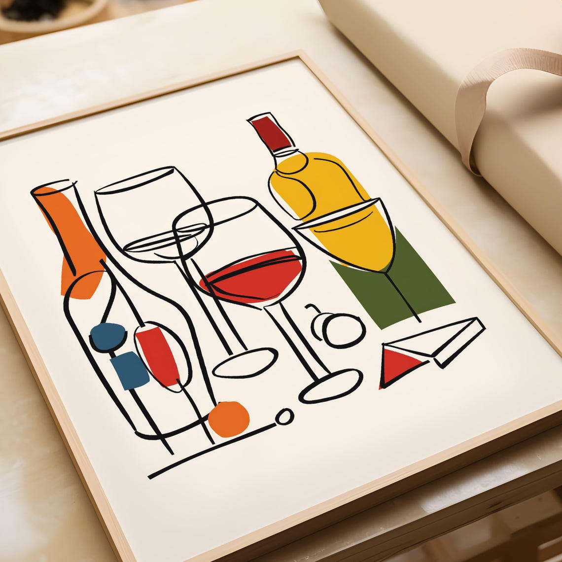 Minimalist Wine Bottles Glasses Line Drawing Home Bar Art Poster - Image 7