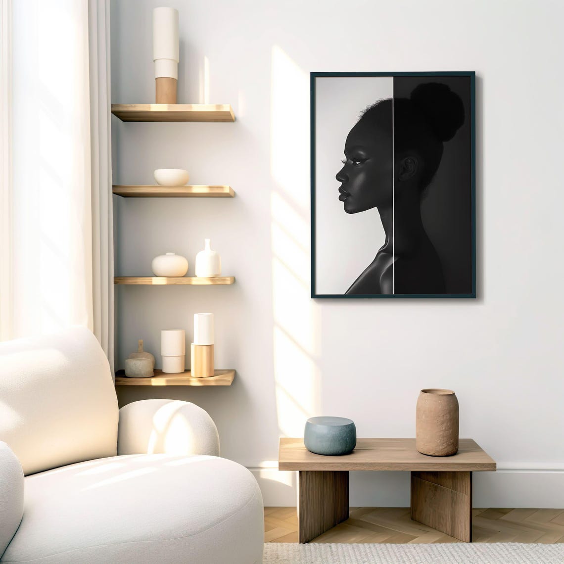 Black Woman Wall Art African American Art Print Minimalist Portrait Art Afrocentric Home Decor Black Girl Art Poster Feminine Printable - Image 4