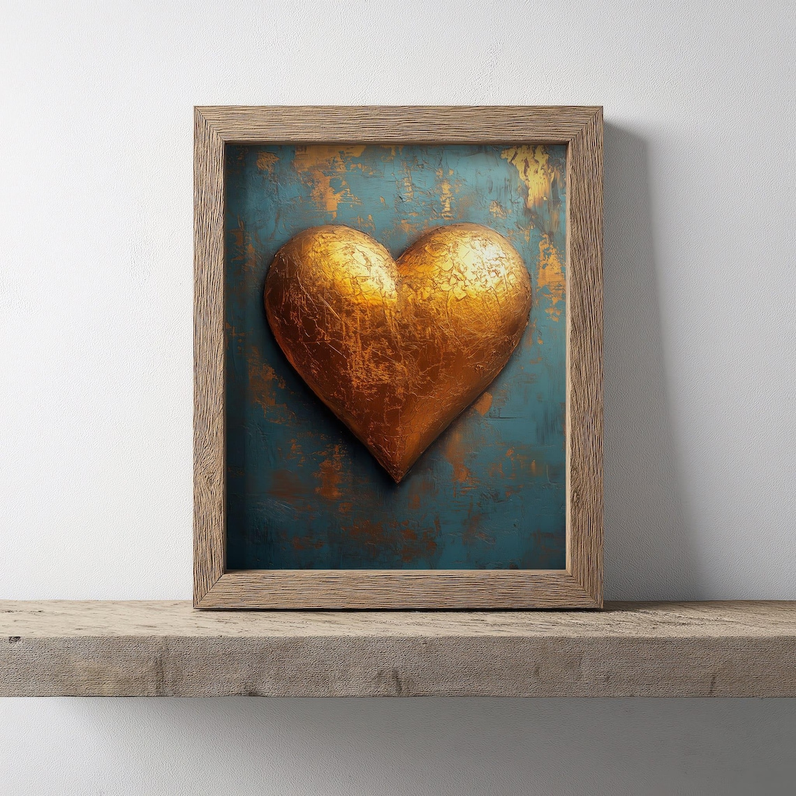 Gold Heart Abstract Love Art Print, Romantic Decor - Image 3