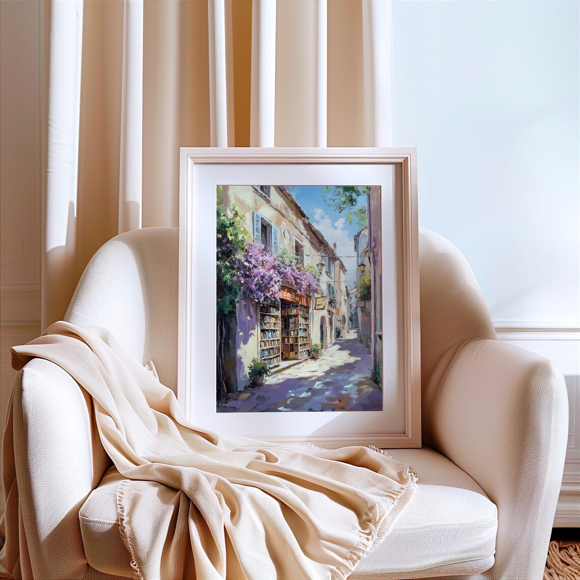 Vintage Bookstore Art Print, Cozy Reading Nook Decor - Image 3