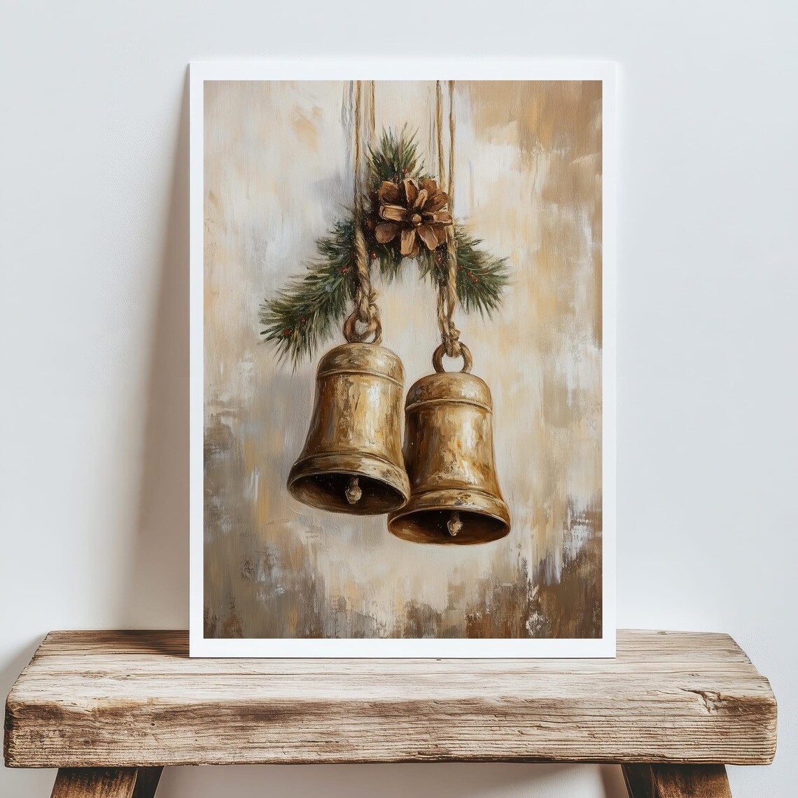 Vintage Christmas Bells Rustic Holiday Art Print - Image 4