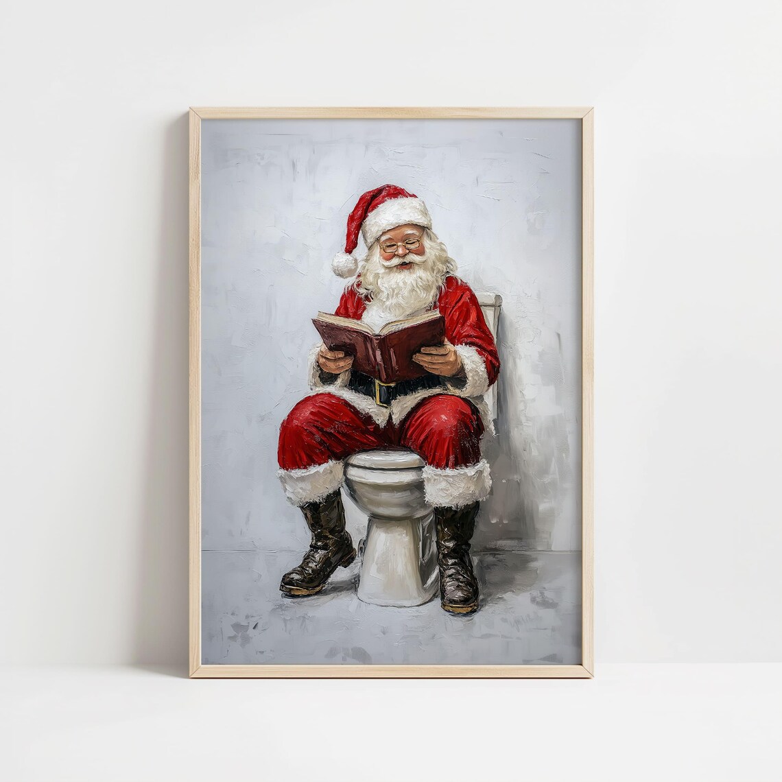 Funny Santa Bathroom Art, Humorous Christmas Print - Image 8