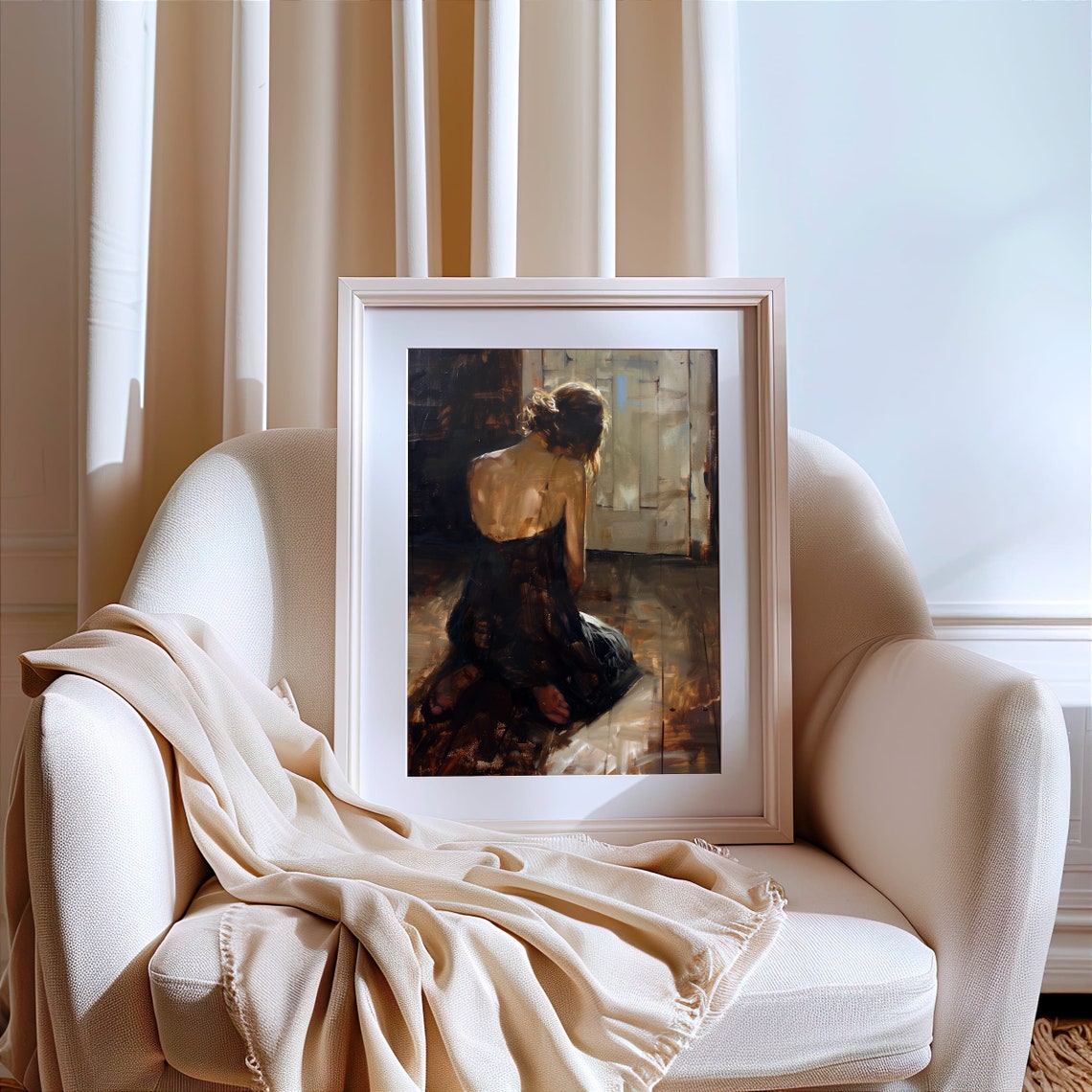 Moody Woman Art Print Dark Aesthetic Wall Decor Emotional Female Portrait Contemporary Art For Home Melancholic Art Print - Image 6