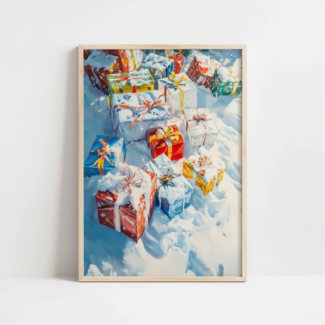 Christmas Gifts Piled in Snow Festive Holiday Presents Wall Poster - Image 8