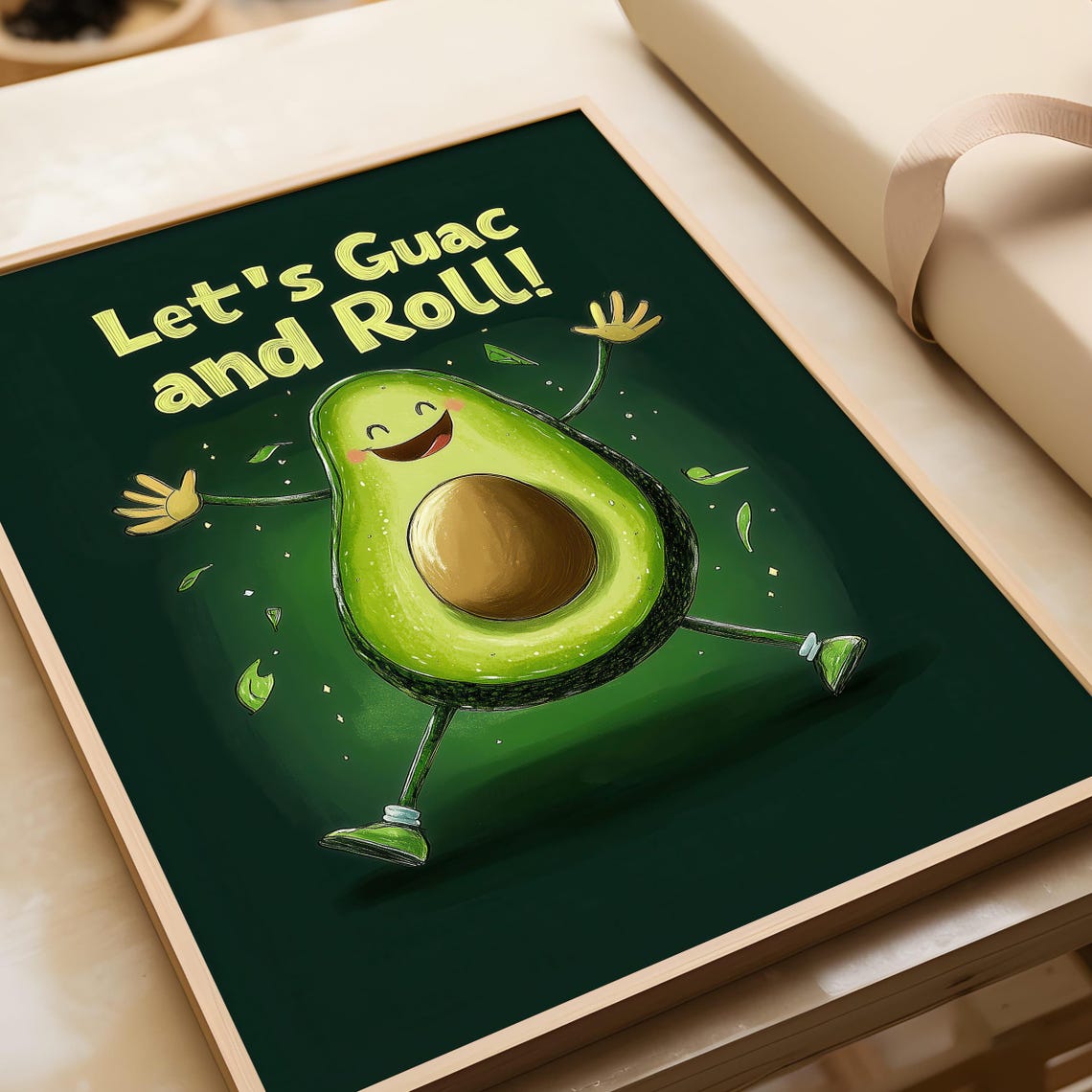Lets Guac And Roll Happy Dancing Avocado Funny Kitchen Poster - Image 5