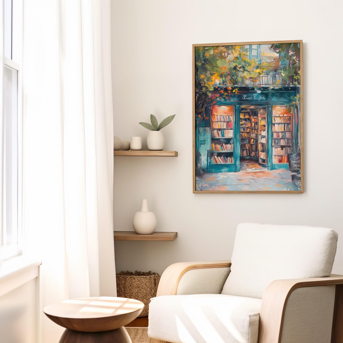 Charming Bookshop Art Print, Cozy Reading Nook Decor - Image 7