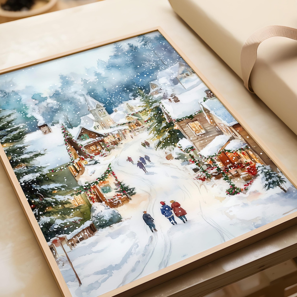 Christmas Village Holiday Scene Poster Print - Image 4