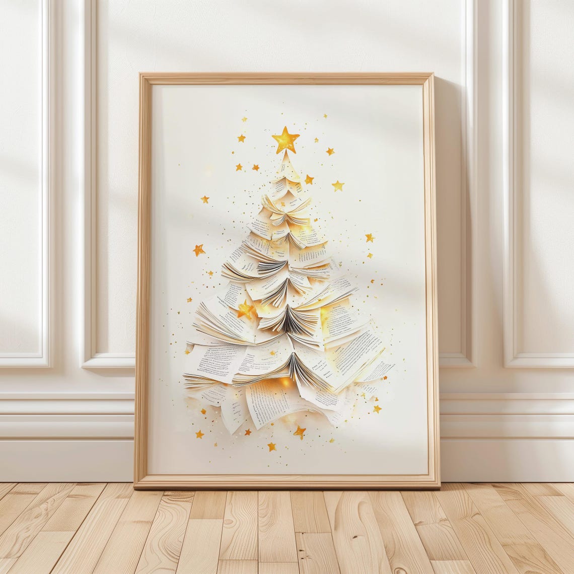 Christmas Tree Made Of Book Pages Holiday Magic Winter Poster