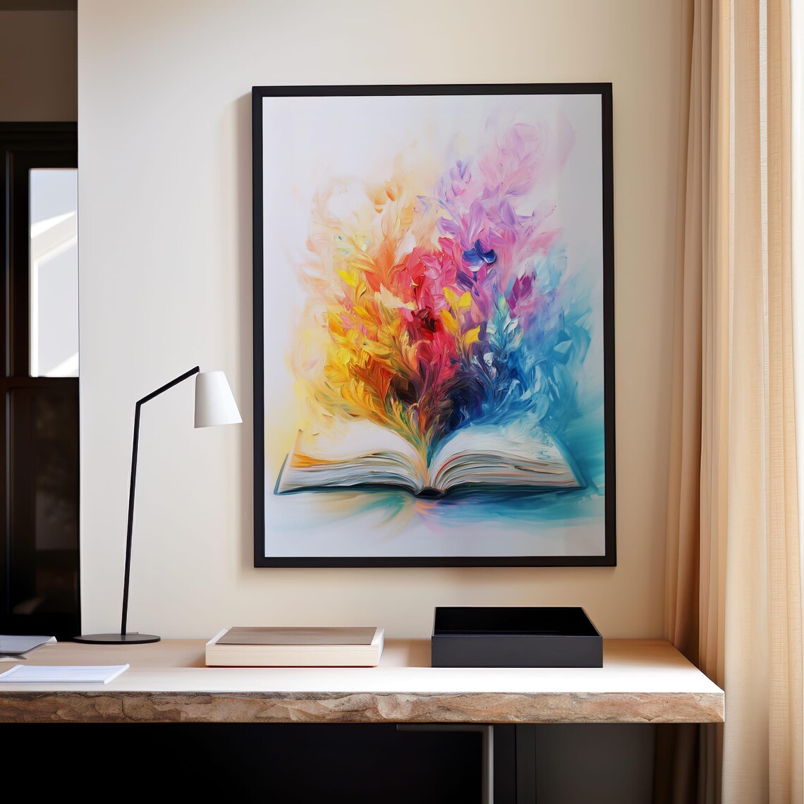 Colorful Open Book Rainbow Paint Splash Literary Decor Art Poster - Image 4