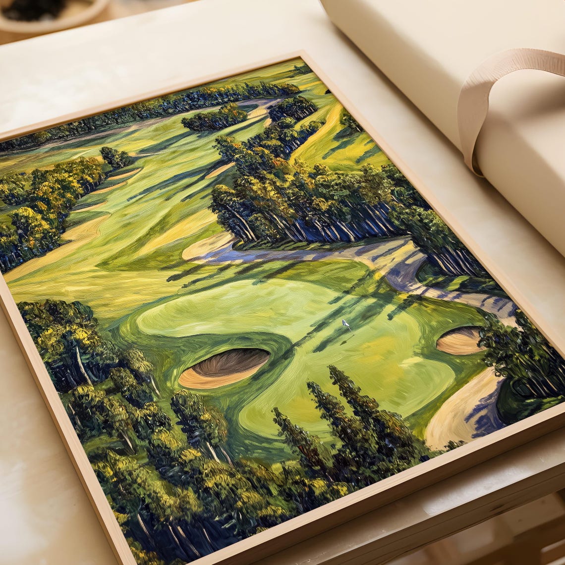 Aerial Golf Course Fairway and Bunkers Landscape Sports Poster - Image 4