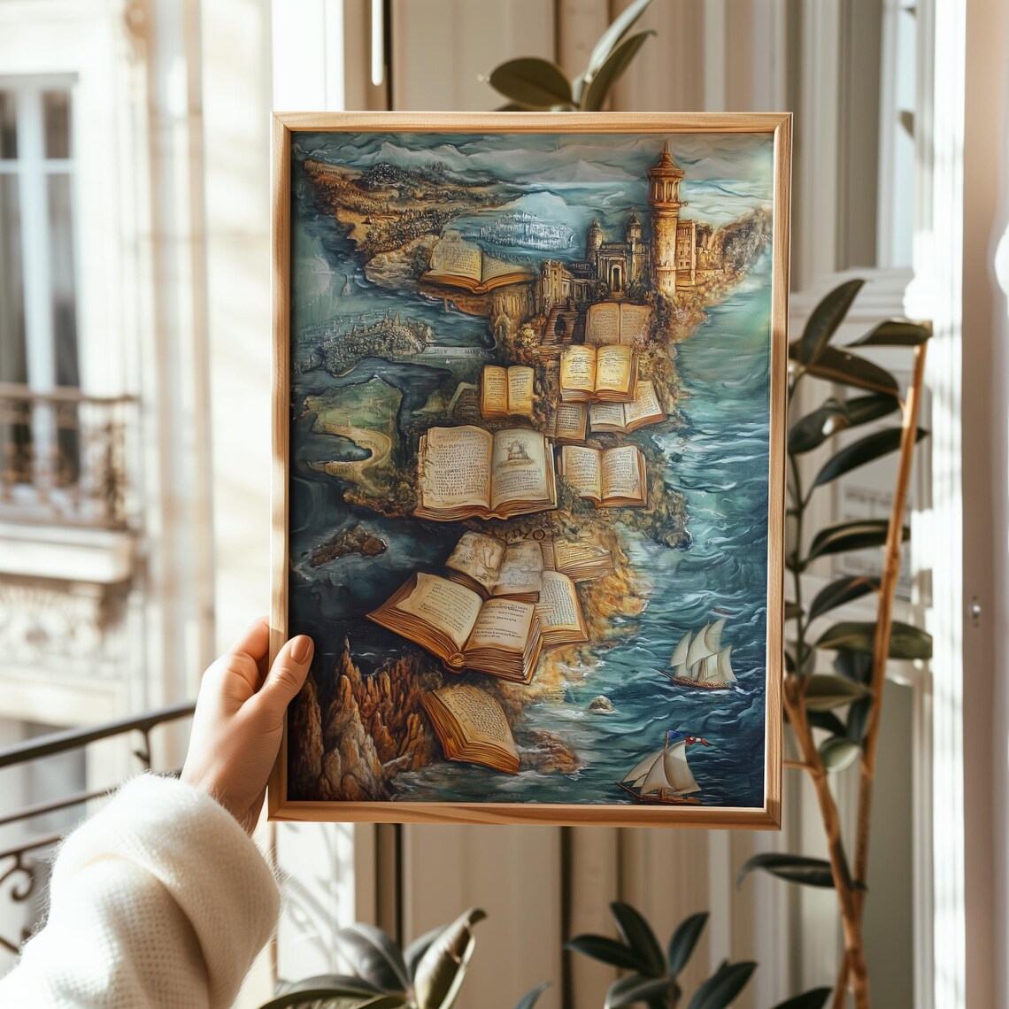 Book Lover Fantasy Map Art Print, Adventure Library Decor - Image 3