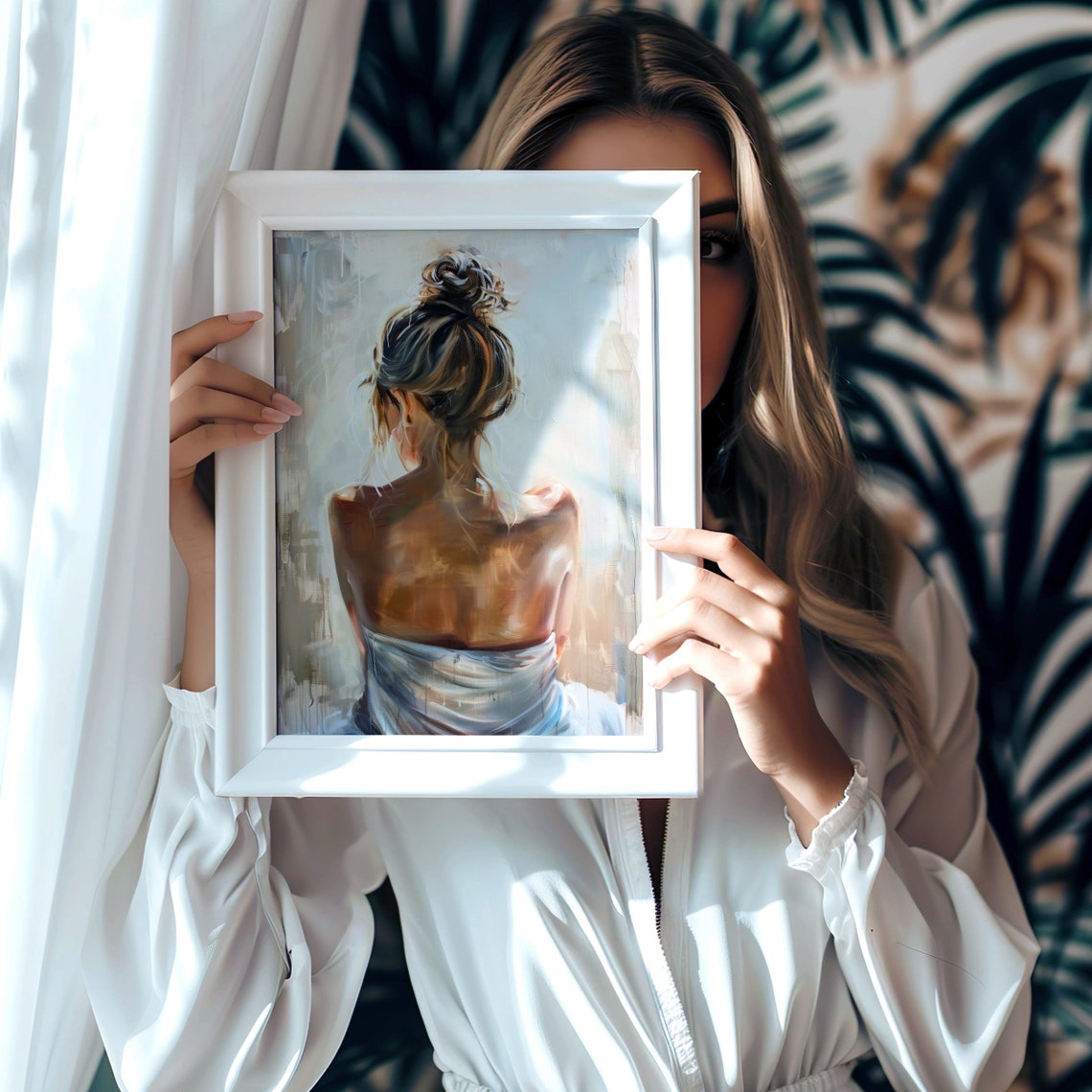 Serene Woman Portrait Realistic Art Modern Home Wall Art - Image 5