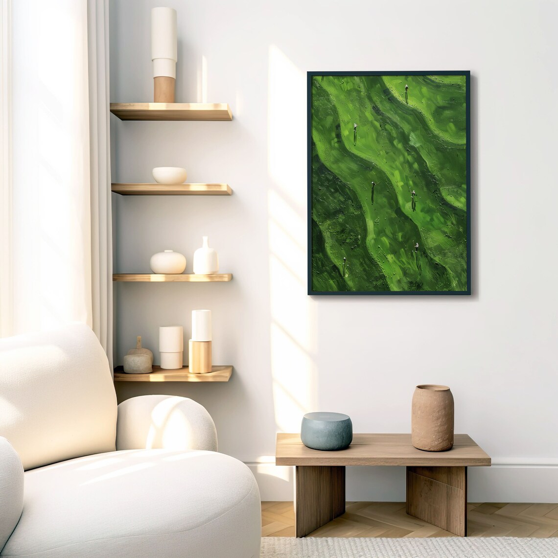 Aerial Golf Course Painting Abstract Green Fairway Golf Art Poster - Image 5