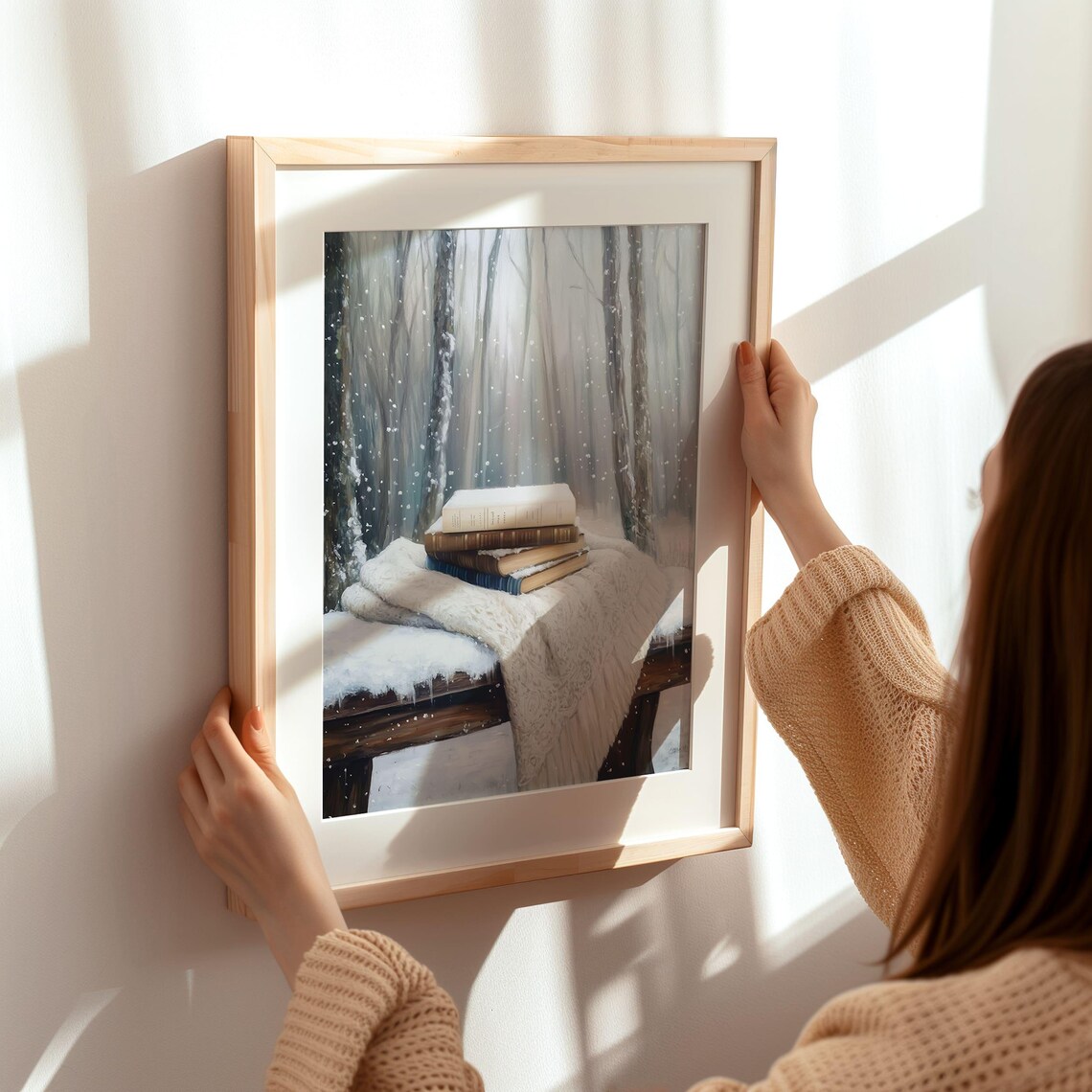 Bookish Winter Art Print, Winter Reading Nook - Image 6