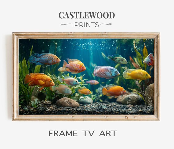Aquarium Frame Tv Art Ultraphotorealistic Ocean Scene Samsung Decor Underwater Fish Artwork F51