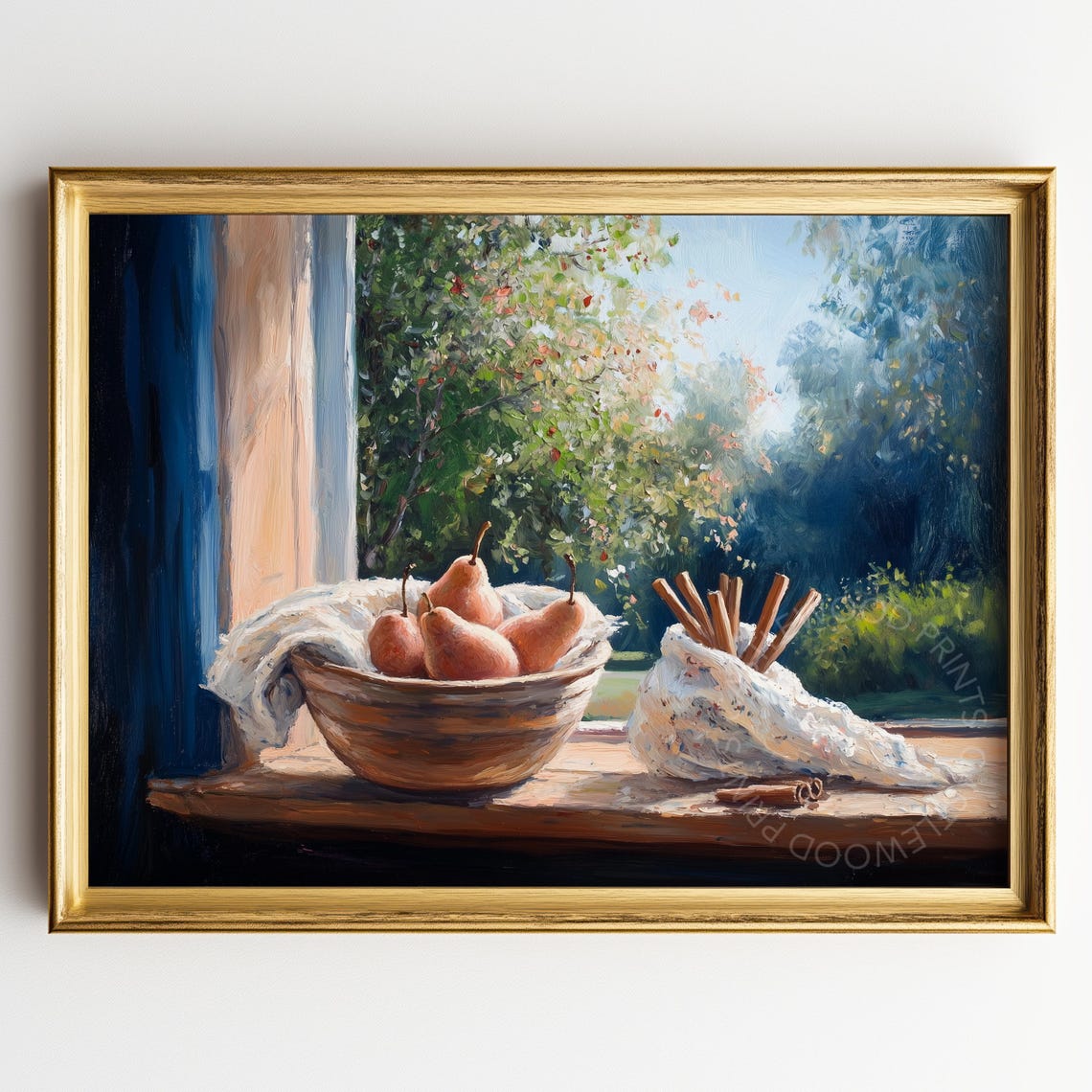 Pears and Cinnamon Sticks on a Windowsill Kitchen Still Life Poster