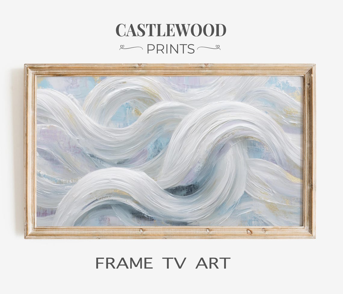 Abstract Wave Pattern Samsung Frame Tv Art Minimalist White Swirl For Ethereal Modern Decor Wall 12