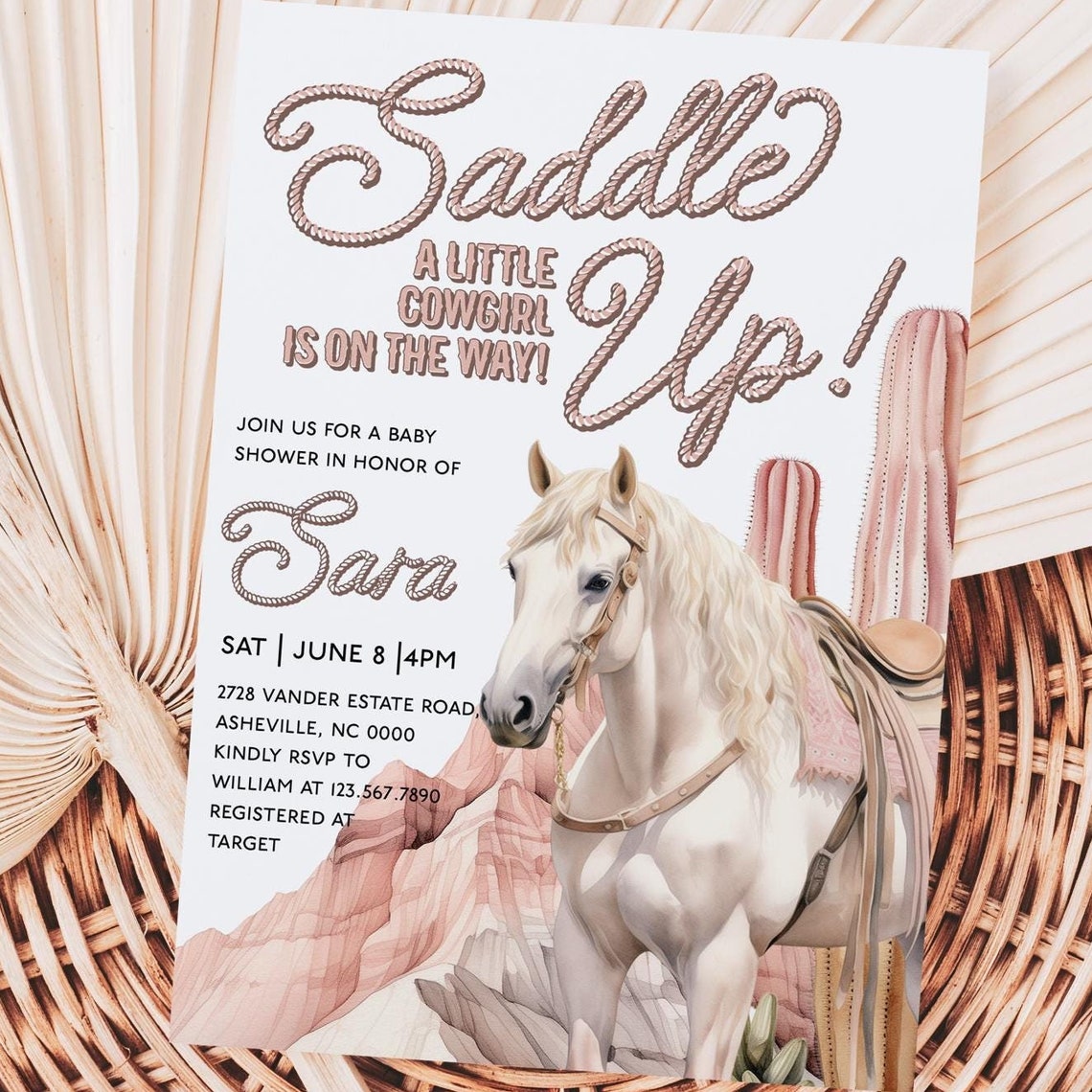 Editable Cowgirl Baby Shower Invitation Saddle Up Baby Shower Country Western Baby Horse Baby Shower Little Girl Template Ptc