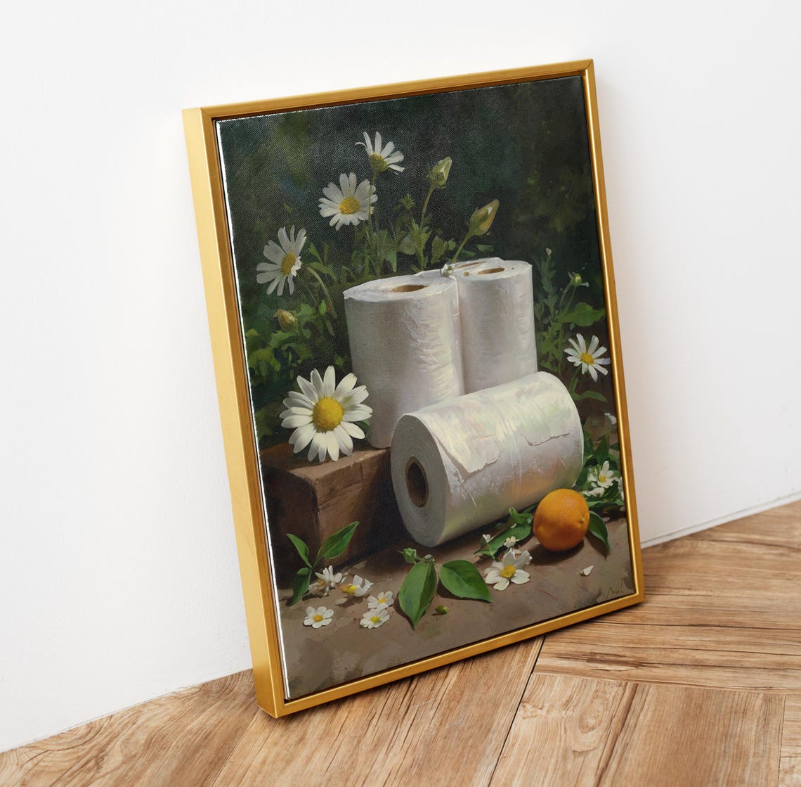 Toilet Paper Rolls With Daisies Funny Bathroom Still Life Art Poster - Image 5