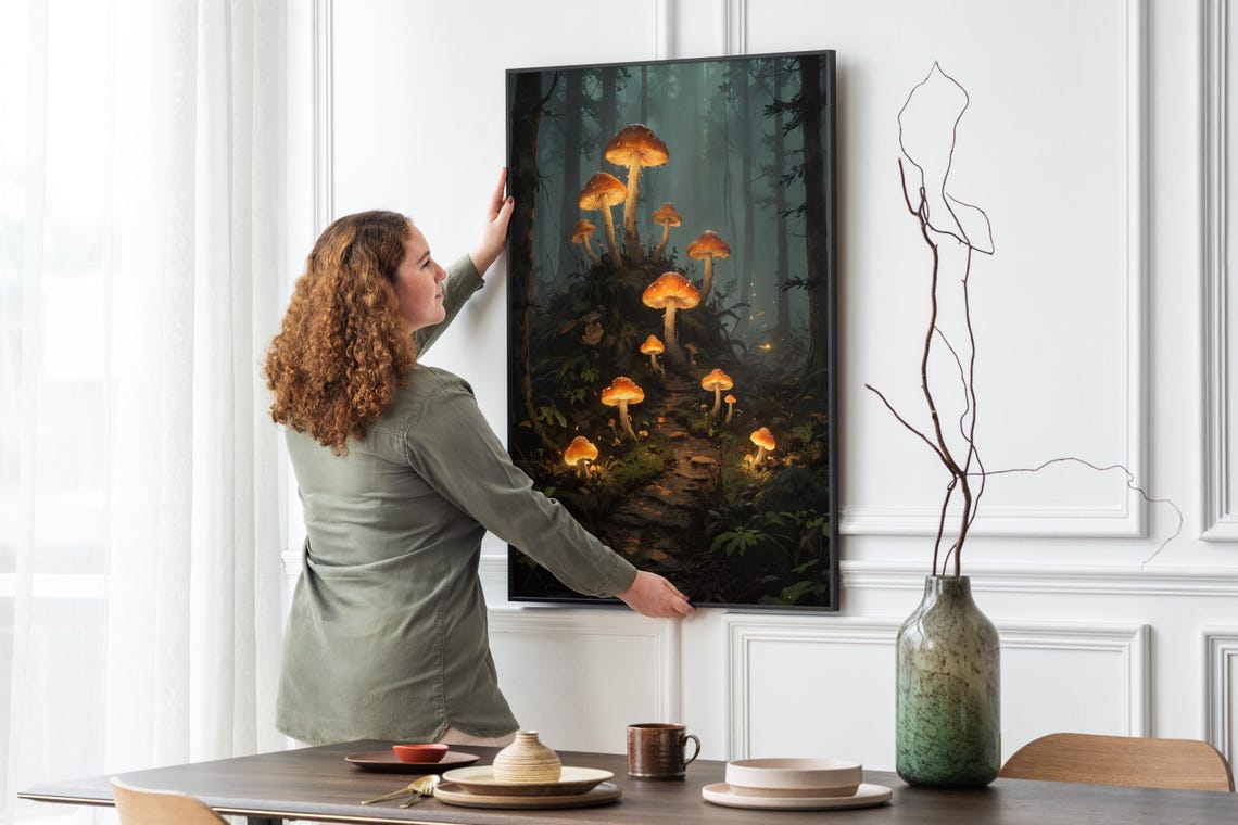 Enchanted Forest Wall Art Trendy Art Prints Retro Wall Decor Dark Gothic Decor Mushroom Decor Mystical Home Decor Print - Image 5