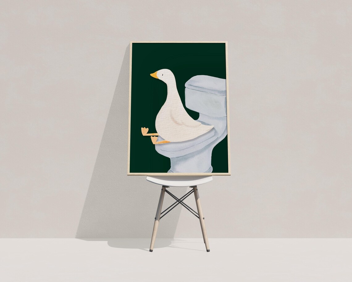 Goose Bathroom Print, Trendy Nursery Decor Art Print - Image 3