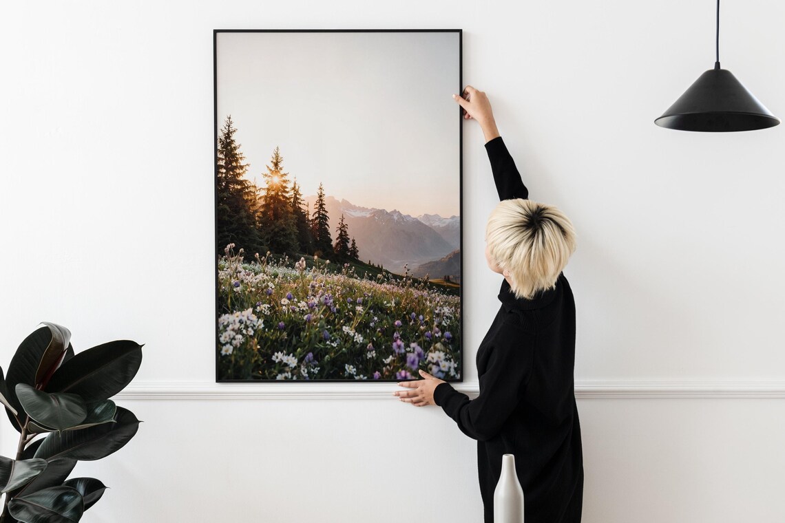 Wildflowers Wall Art Print, Mountain Landscape - Image 2