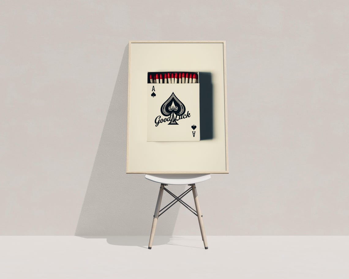 Ace Of Spades Good Luck Matchbox Retro Red Matches Wall Poster - Image 4