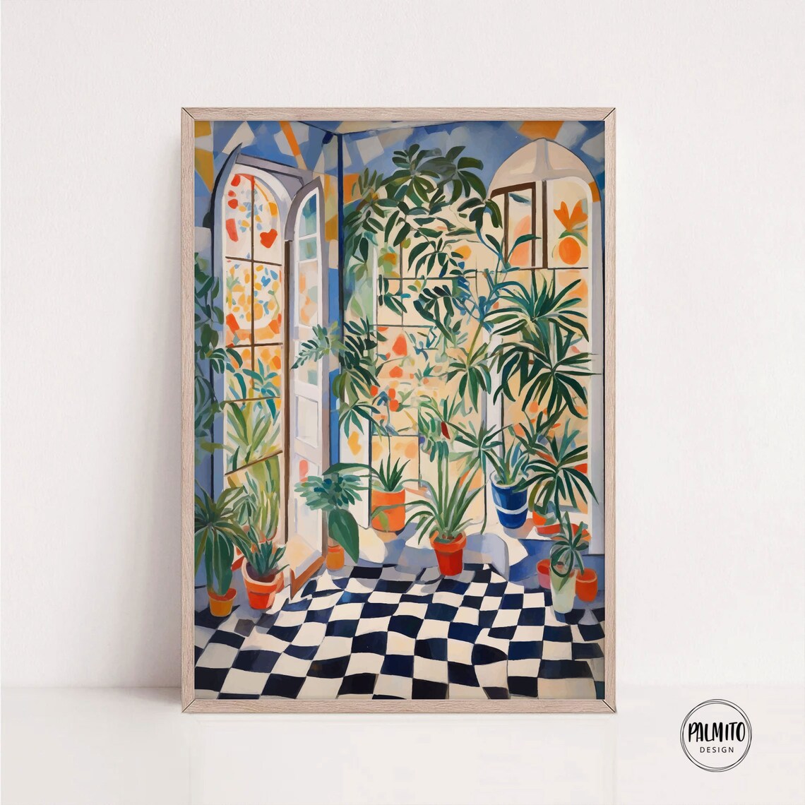 Plants Retro Living Room Art Print, Matisse-Inspired