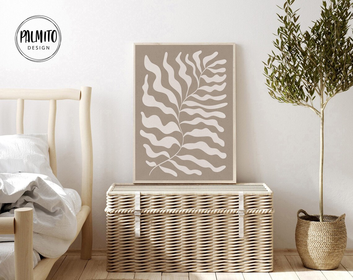 Henri Matisse Leaf Wall Art Japandi Print Abstract Neutral Brown Beige Art Living Room Wall Decor - Image 2