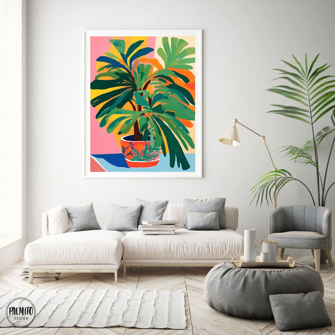 Tropical Plant Gouache Art Print, Bold Color Study - Image 4
