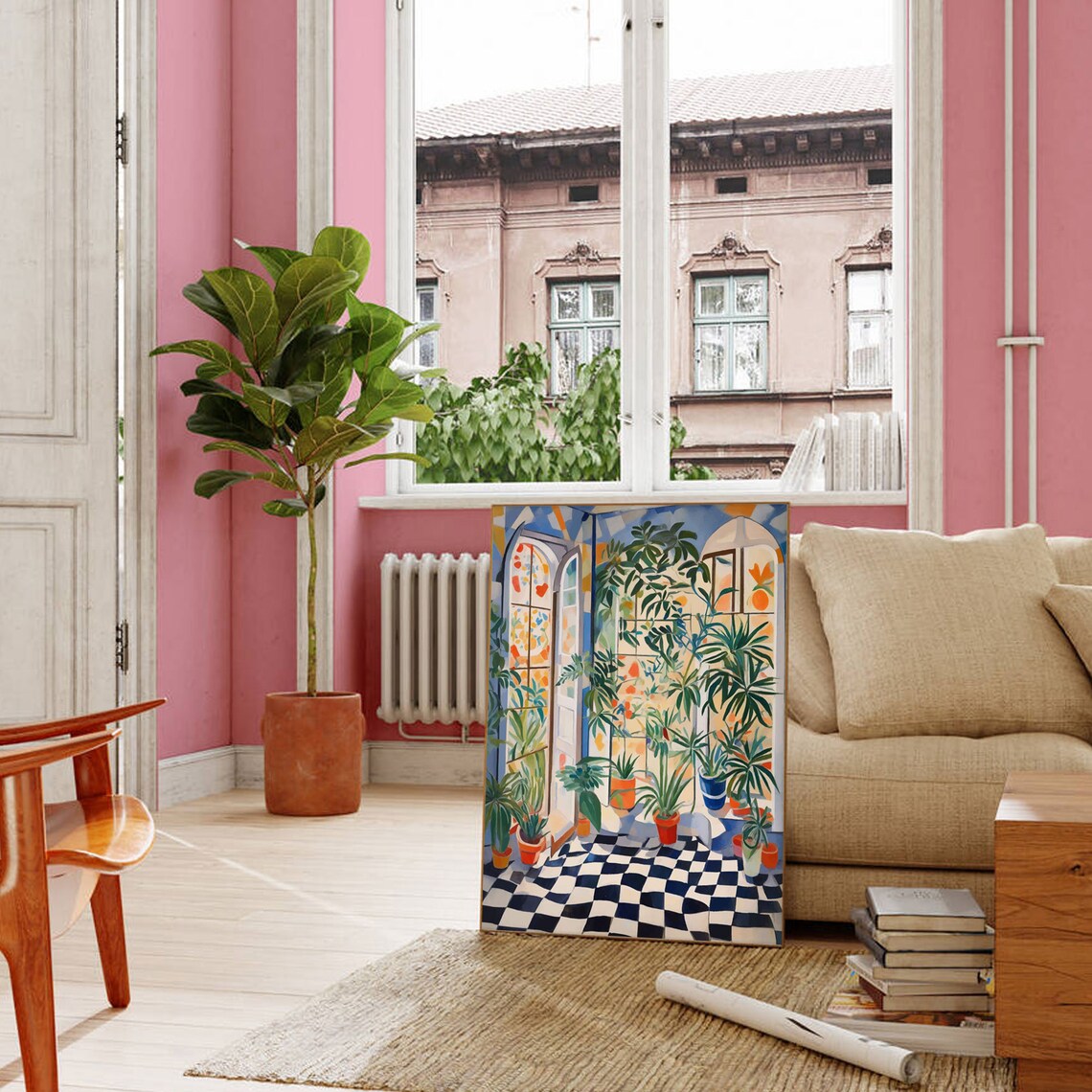 Plants Retro Living Room Art Print, Matisse-Inspired - Image 3