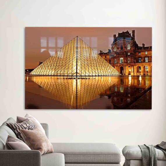 Glass Wall Art Mural Printing Louvre Museum Paris Tempered Franve Landscape Decor