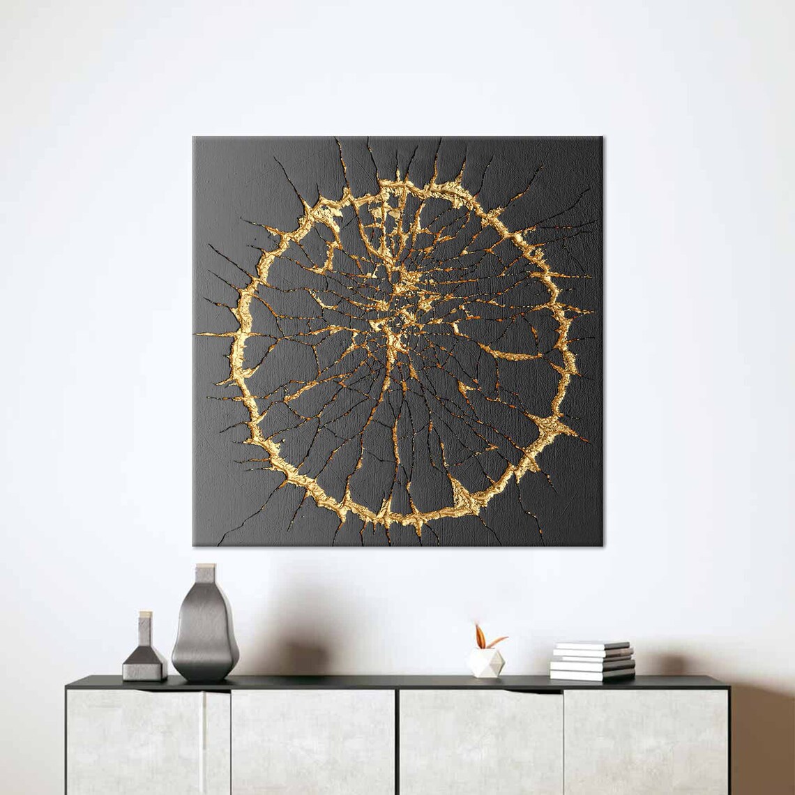 Kintsugi 3D Wall Art, Contemporary Abstract Poster